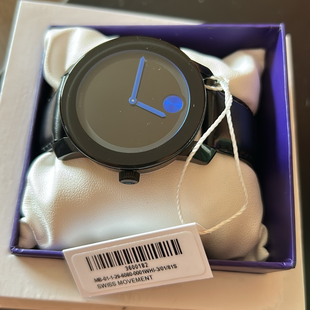 Unisex Black Movado Bold Watch with original box and tags